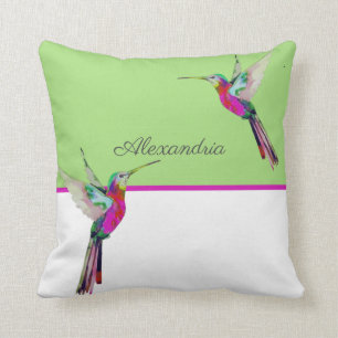 Monogram groene Hummingbird Kussen