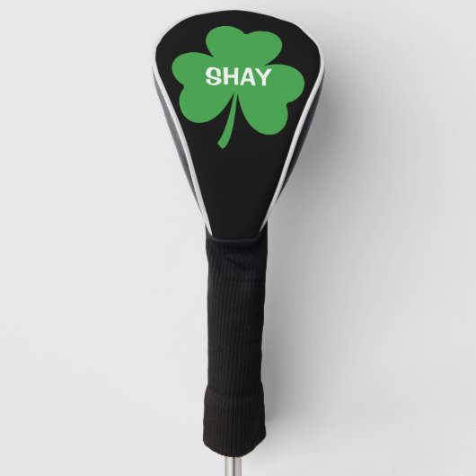 Monogram Groene Ierse Klaver Golfheadcover (Voorkant)