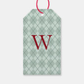 Monogram Groene Kerstmis Gift Label Cadeaulabel (Achterkant)
