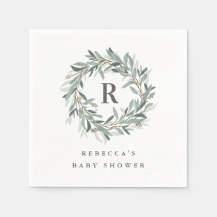 Monogram Groene Krans Baby Borrel Servet