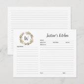 Monogram groene krans recept kaart (Voorkant / Achterkant)