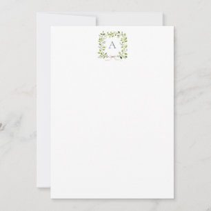 Monogram Groene Krans & Strik Bedankkaart