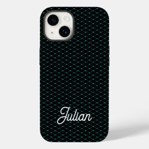 Monogram groene netten op zwarte mazen Case-Mate iPhone 14 hoesje