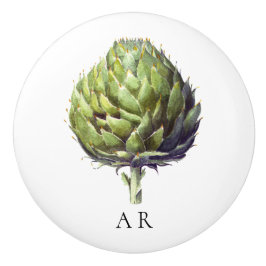 Monogram groene  stijl Artichoke flower Keramische Knop