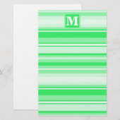 Monogram groene strepen briefpapier (Voorkant / Achterkant)