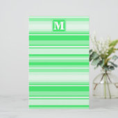Monogram groene strepen briefpapier (Staand voorkant)