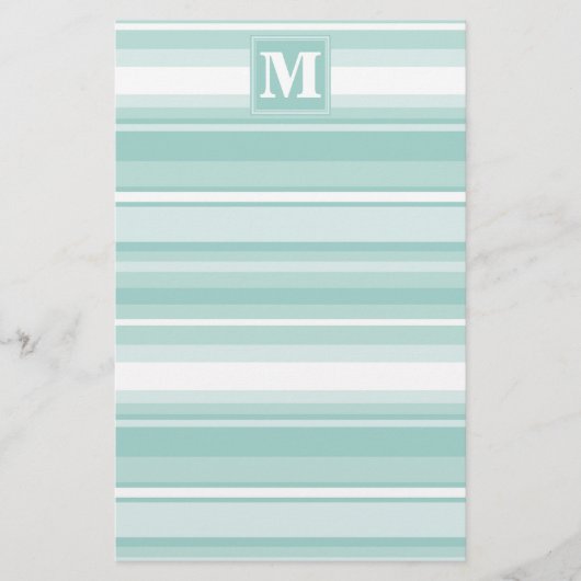 Monogram groene strepen briefpapier (Voorkant)