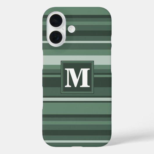 Monogram groene strepen Case-Mate iPhone case (Achterkant)