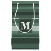 Monogram groene strepen klein cadeauzakje (Voorkant)