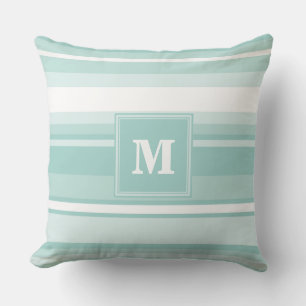 Monogram groene strepen kussen