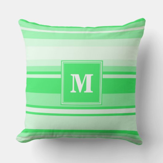 Monogram groene strepen kussen (Voorkant)