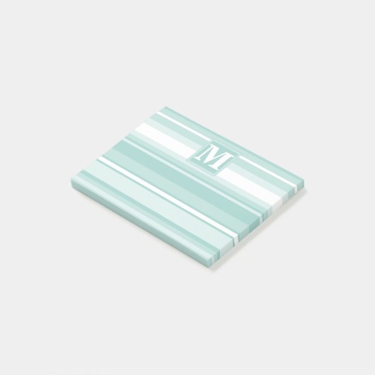 Monogram groene strepen post-it® notes (Schuin)