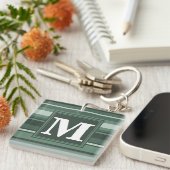 Monogram groene strepen sleutelhanger (Voorkant Rechts)