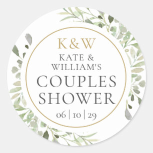Monogram Groene Toppers Voor Trouwfeest Ronde Sticker