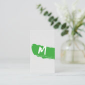 Monogram groene verf geborsteld op canvas visitekaartje (Staand voorkant)