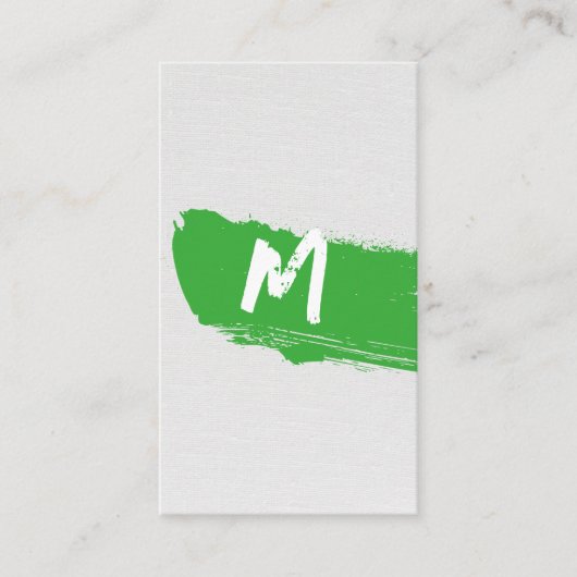 Monogram groene verf geborsteld op canvas visitekaartje (Voorkant)