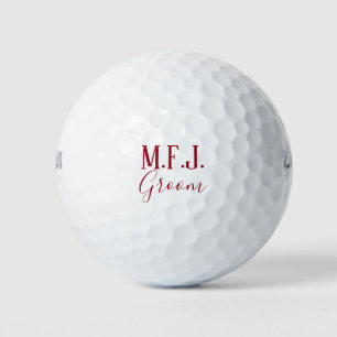 Monogram Groom Red en White Souvenir Golfballen