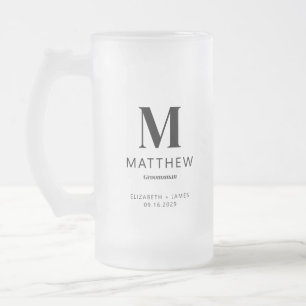 Monogram Groomsman Gift Modern Eenvoudig Minimalis Matglas Bierpul