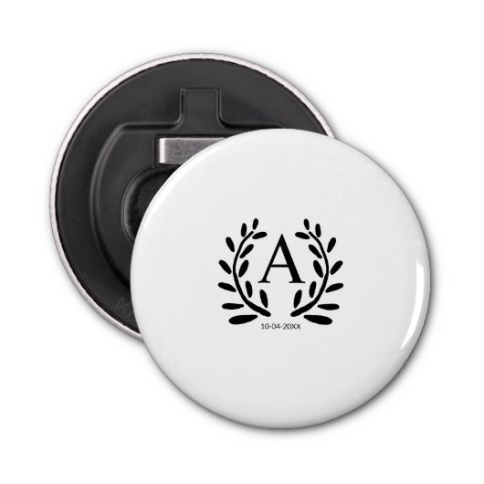 MONOGRAM GROOMSMAN TOEVOEGEN JAAR DATUM NAAM GESCH BUTTON FLESOPENER (Voorkant)