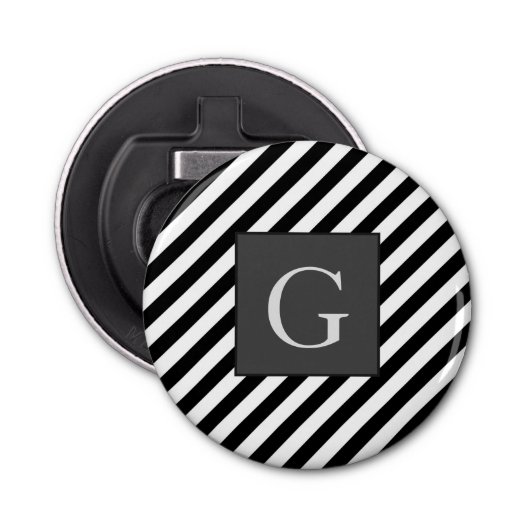 Monogram Groomsmen Best Man Father Groom Stripes Button Flesopener (Voorkant)