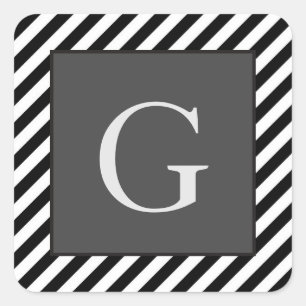 Monogram Groomsmen Best Man Father Groom Stripes Vierkante Sticker