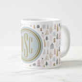 Monogram, Groot 20oz. Rustieke Winterbomen Extra Grote Beker (Voorkant rechts)