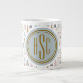Monogram, Groot 20oz. Rustieke Winterbomen Extra Grote Beker (Voorkant)