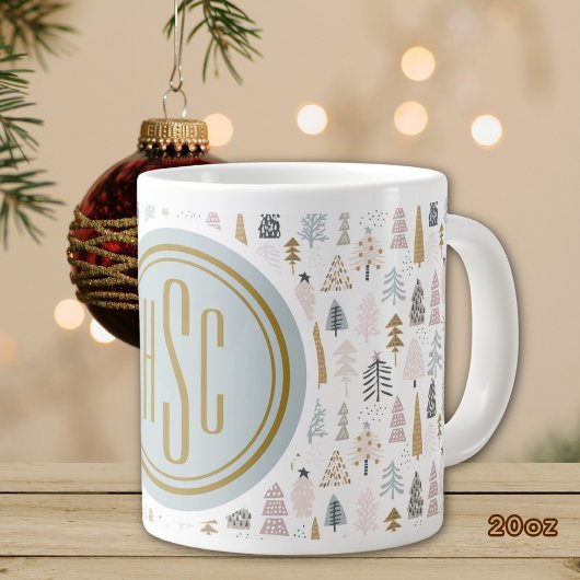 Monogram, Groot 20oz. Rustieke Winterbomen Extra Grote Beker