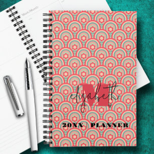 Monogram Groovy Floral Rainbow Planner