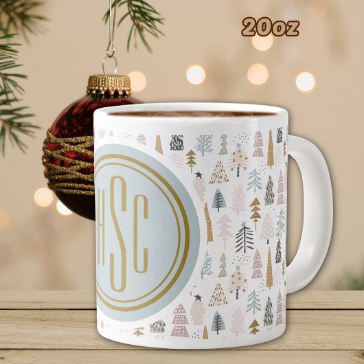 Monogram, grote 20oz. Rustieke winterbomen Extra Grote Beker