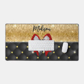 Monogram grote rode stropdas van de zilvervlinder bureaumat (Keyboard & Muis)