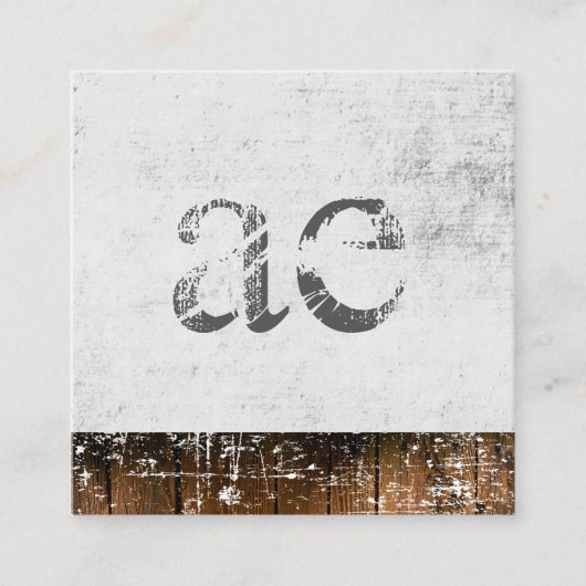 Monogram Grunge Texture Wood Rustic Trim Vierkante Visitekaartje (Voorkant)