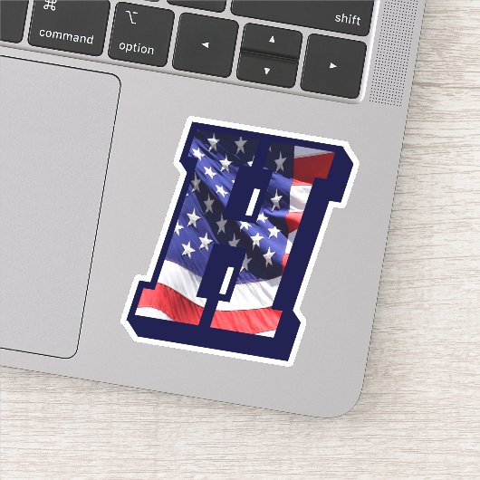 Monogram H Amerikaanse vlag H Initiaal Verenigde S Sticker (Detail)