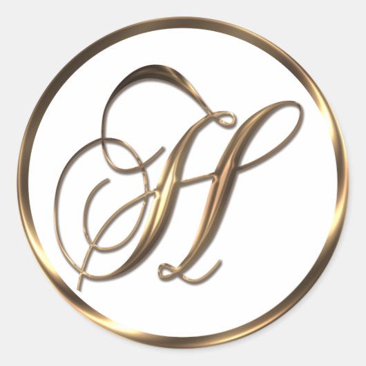 Monogram H Faux Bronze Ronde Sticker (Voorkant)