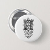  Monogram H Floral Initiaal Letter Ronde Button 5,7 Cm (Voorkant /achterkant)