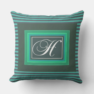 Monogram H Groen Wit Script Buitenkussen