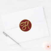 Monogram H in 3D goud Ronde Sticker (Envelop)
