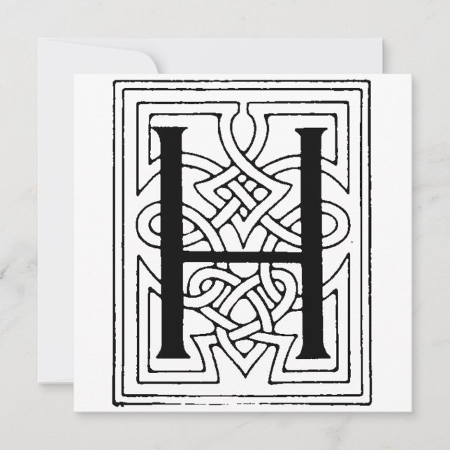 Monogram H Initiaal Black en White gothic Pattern (Voorkant)