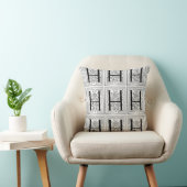 Monogram H Initiaal Black en White Scroll Pattern Kussen (Stoel)