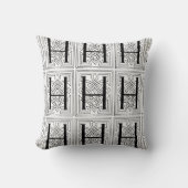 Monogram H Initiaal Black en White Scroll Pattern Kussen (Voorkant)