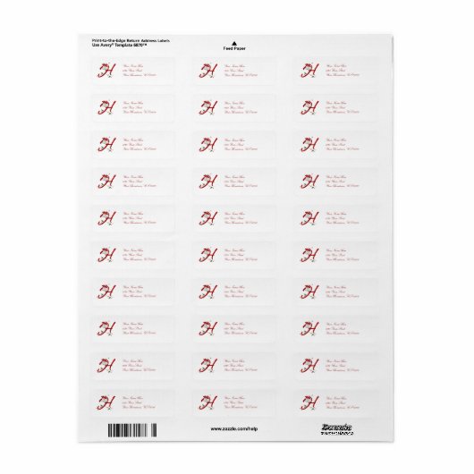 Monogram H Kerstmis Etiket (Full Sheet)