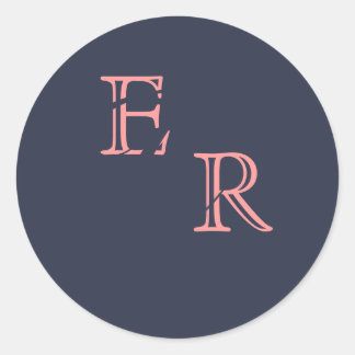 Monogram H koraal en marine bruiloft dank u Ronde Sticker