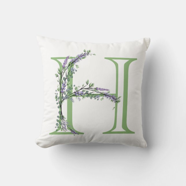 Monogram H Lavender Eucalyptus Kussen (Voorkant)