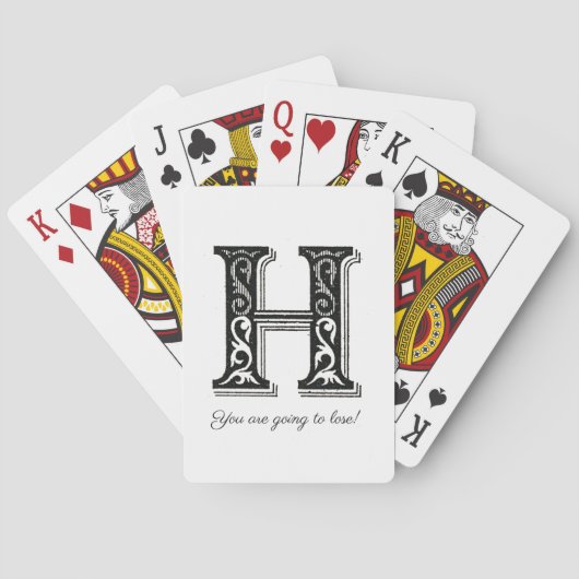 Monogram H, letter H, alfabet H, Initiaal H Pet Pokerkaarten (Achterkant)