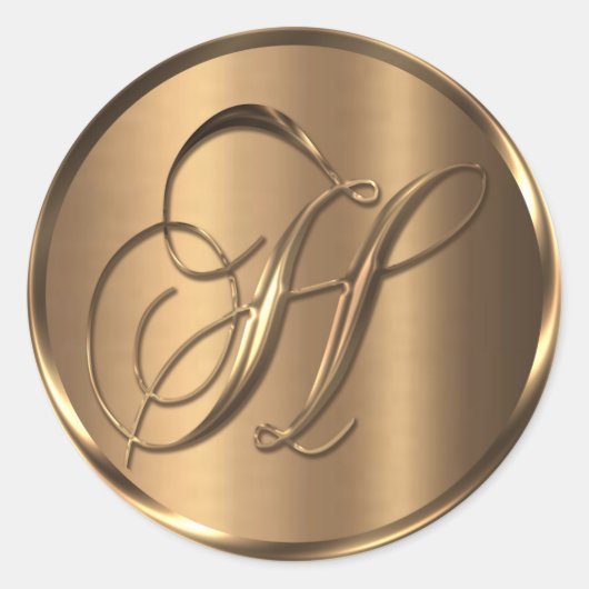 Monogram H NONMETALLIC Bronze Envelope Seal Ronde Sticker (Voorkant)