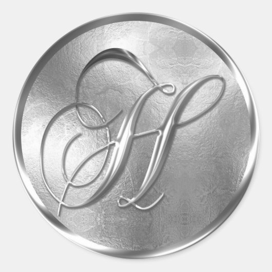 Monogram H NONMETALLIC Silver Envelope Seal Ronde Sticker (Voorkant)