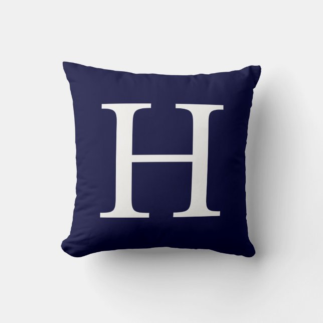 Monogram H op marineblauw Kussen (Voorkant)