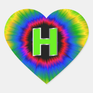Monogram H Tie Dye Multicolor Rainbow Hart Sticker
