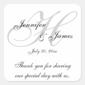 Monogram H Wedding Dank je Labels Stickers (Voorkant)