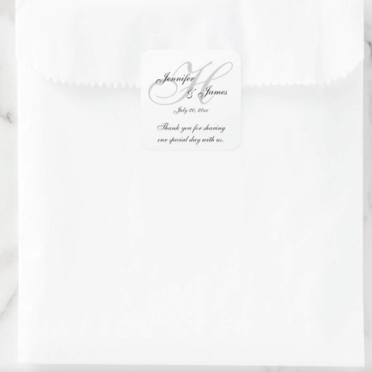 Monogram H Wedding Dank je Labels Stickers